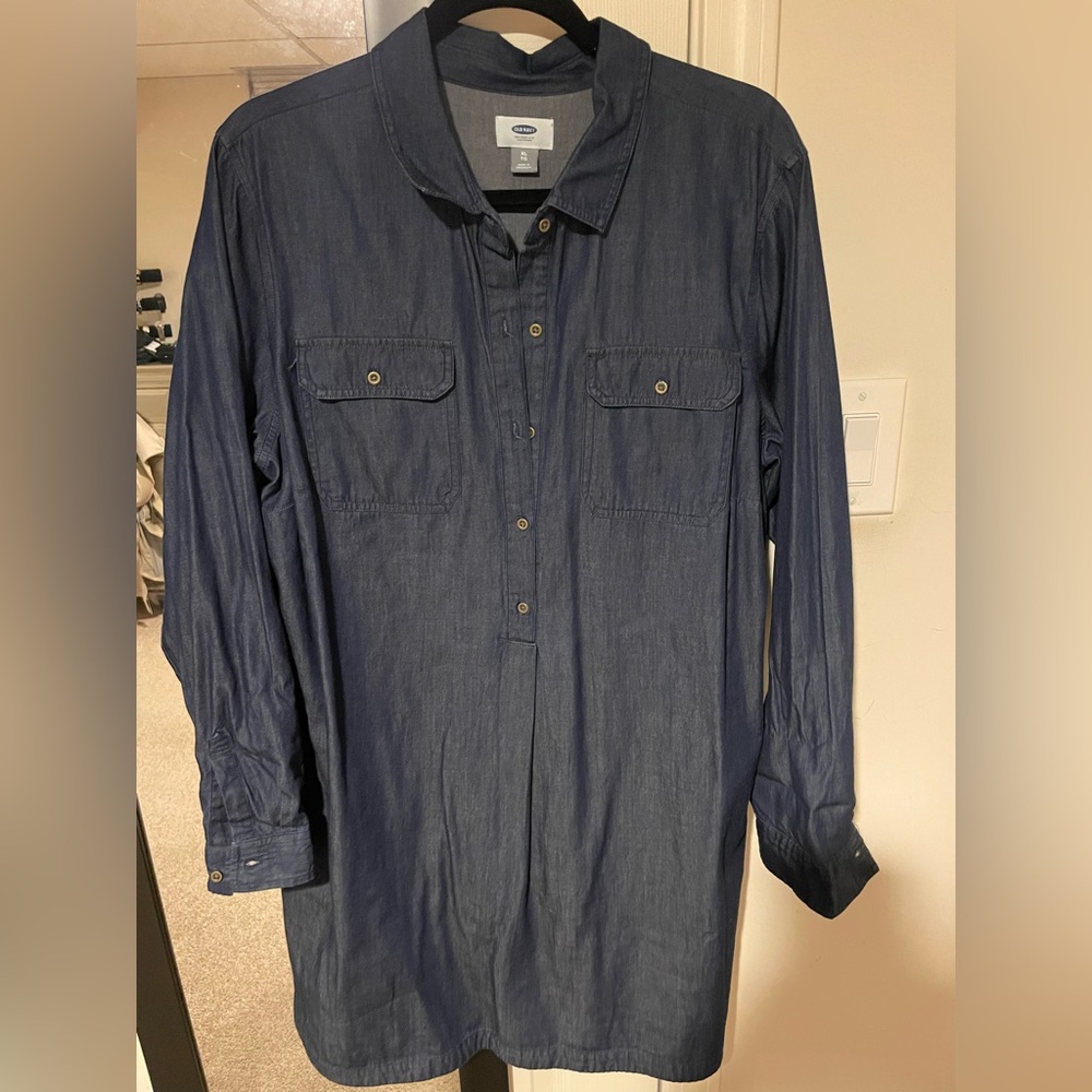 NWT Old Navy Blue Denim Tunic Pullover Shirt Dress